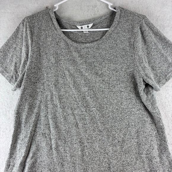 Three Dots Short Sleeve Top Women's Medium Heather Grey Rayon Soft Knit Everyday - Picture 7 of 9